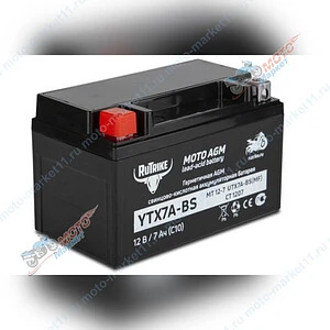 Аккумулятор стартерный для мототехники Rutrike YTX7A-BS (12V/7Ah) (UTX7A-BS, CT 1207, MT 12-7)