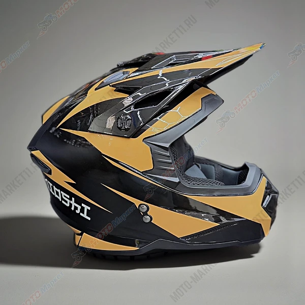 Шлем KIOSHI Holeshot 801 кроссовый черный /желтый XL
