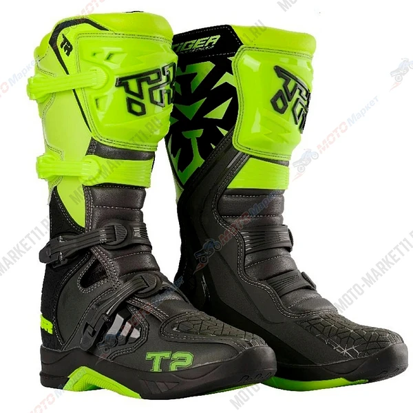  Мотоботы TIGER T2 черный/лайм  44, 205103-6