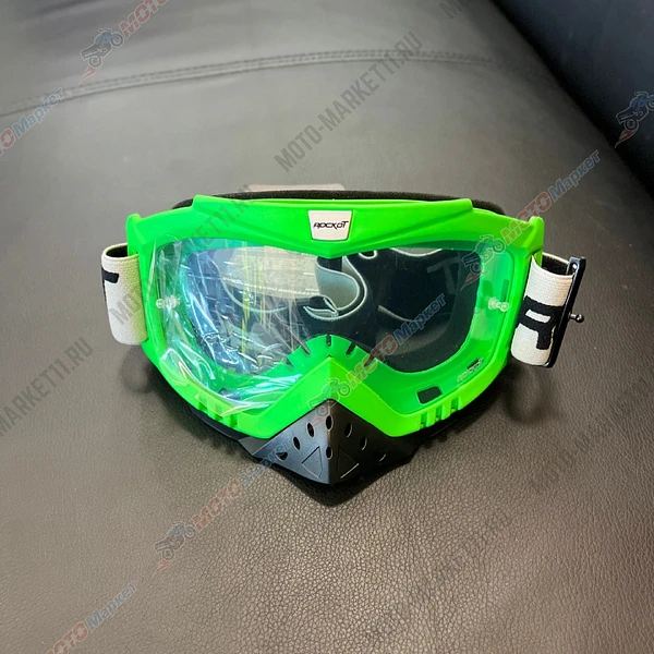 Очки кроссовые ROCKOT RM-325 (зеленый/прозрачная, Anti-Scratch)