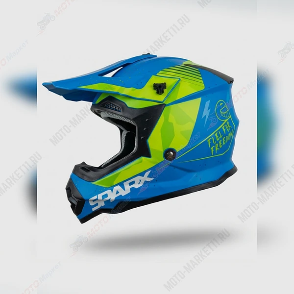  Шлем эндуро SPARX Jet Turbo (WS-905) , сине-зеленый матовый люминесцентный, YL