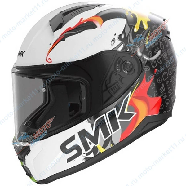 Шлем детский SMK STELLAR BIONIC YOUTH SPLASH, цвет белый/красный/чёрный YL