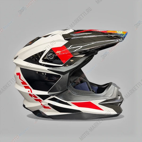 Шлем KIOSHI Holeshot ☆801☆ кроссовый Черный/ красный/ белый L