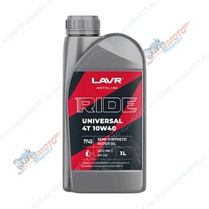 Моторное масло для мотоциклов LAVR MOTO RIDE UNIVERSAL 4T 10W40 SM, 1 л / Ln7745