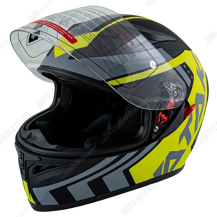 Шлем интеграл ATAKI JK316 Pattern (Hi-Vis зеленый/серый/черный) L