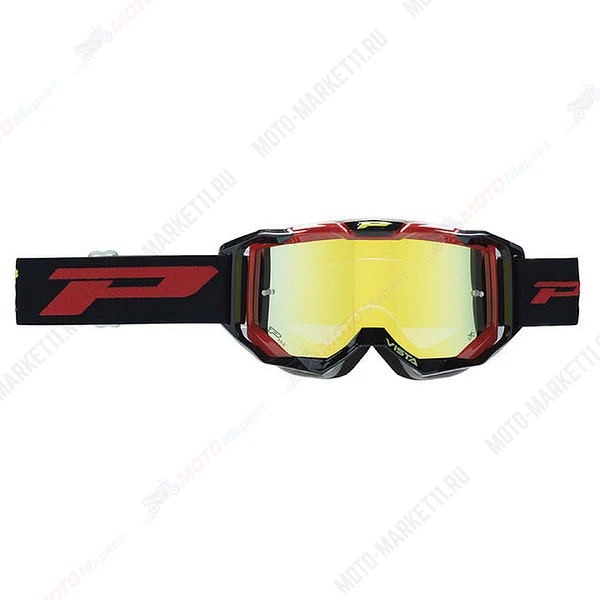 Маска кросс Progrip Vista 3303-125 FL Yellow Black Red линза 3347 + прозрачная линза + отрывные пленки