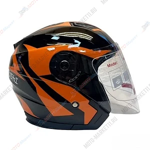 Шлем KIOSHI 516 Solid открытый со стеклом и очками черный/оранжевый M