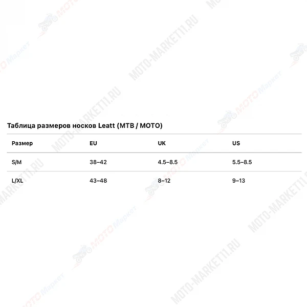 Носки Leatt Moto Socks (White, S/M, 2026 (5026061430)