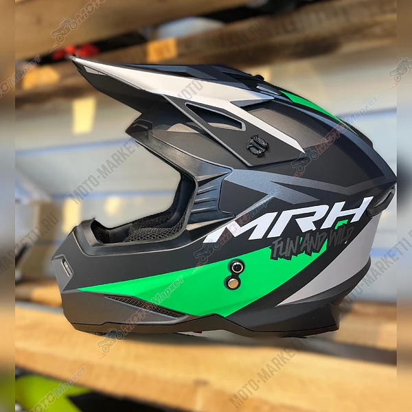 Шлем KIOSHI Holeshot 801 кроссовый черный/серый/зеленый L