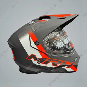 Шлем KIOSHI Fighter 802 мотард с очками Черный/ белый /оранжевый XL