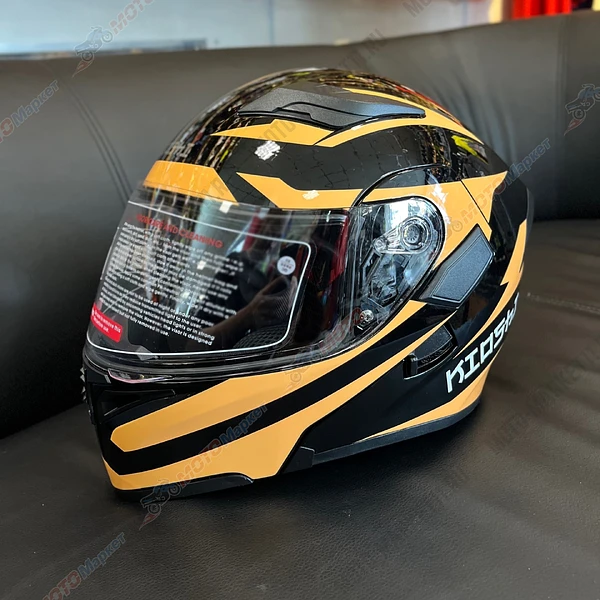 Шлем KIOSHI Tourist ☆316☆ модуляр (Черный/ желтый, M )